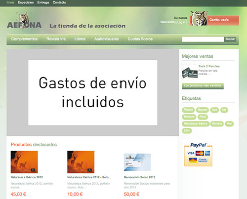 Portada Tienda online AEFONA