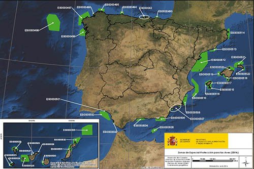 Mapa de las zonas marinas recien declaradas por el Ministerio de Agricultura, Alimentación y Medio Ambiente © BOE-Magrama