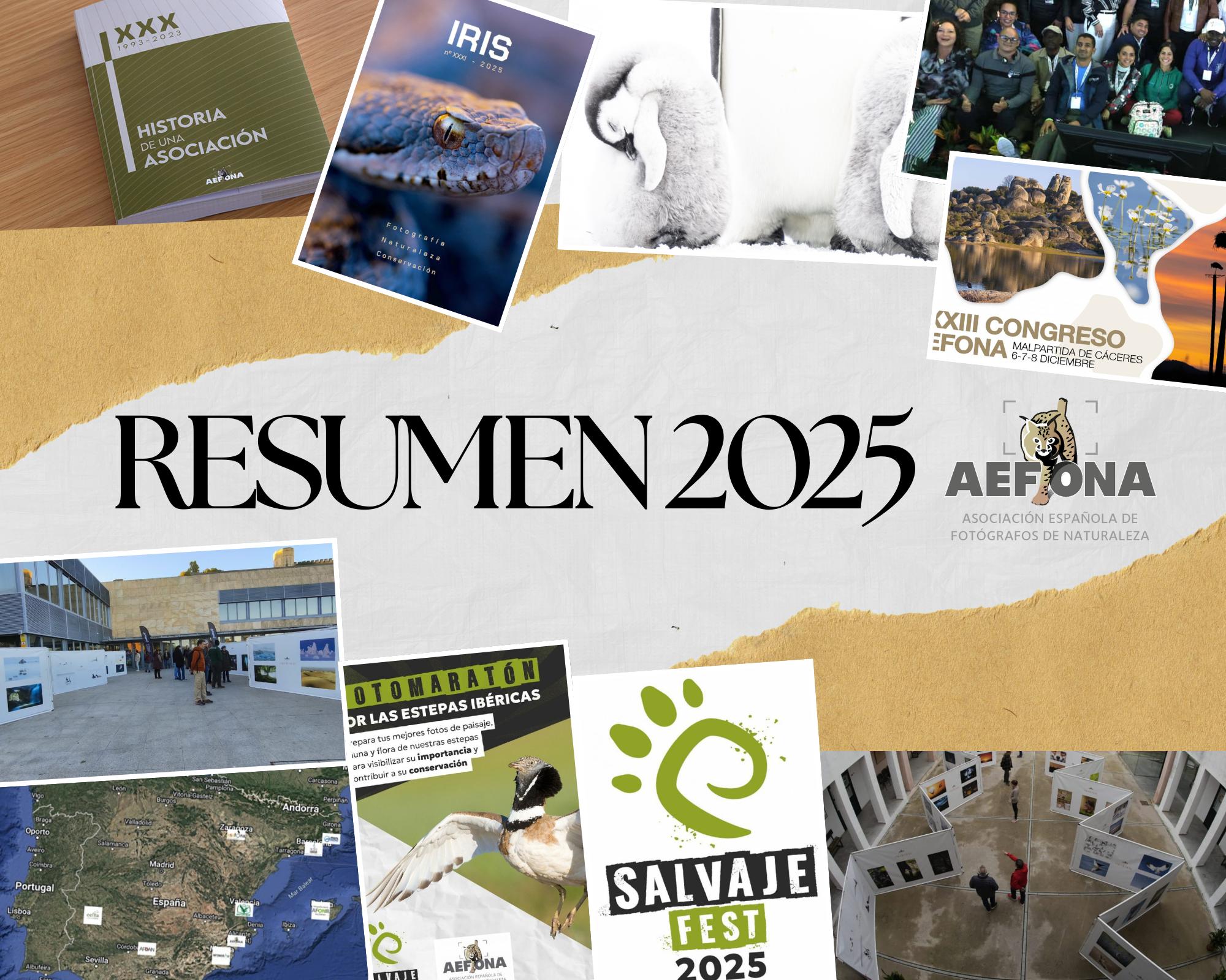 Tablero de Visión Metas del Año Collage Marrón Beige Negro